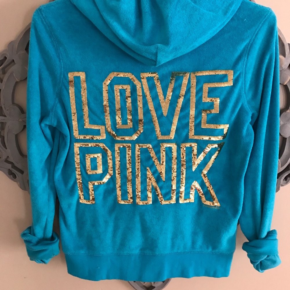 PINK bling terry cloth full zip jacket